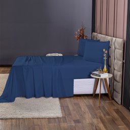 Kit Roupa de Cama 400 Fios Queen 4 Peças Toque de Cetim Cor:azul - 3