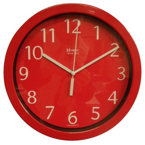 Relógio 6719 de Parede Alumínio 30 cm Vermelho Vidro Herweg