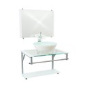 Ver imagem 1 de Gabinete de Vidro 60cm Cuba Redonda Branco + Torneira Cascata - Dahora