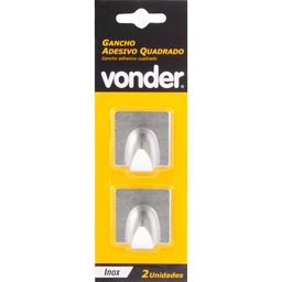 Gancho Adesivo Quadrado em Inox com 2 Peças - Vonder - 3