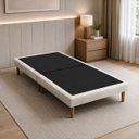 Ver imagem 7 de Base Cama Box em Veludo Luxo Solteiro Compacto Pés de Madeira Reforçada 188x88 Bege