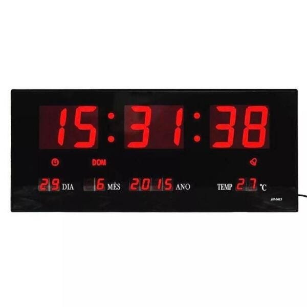 Relógio Parede Digital LED Grande Data Mês e Ano Temper 36cm - 1