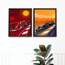 Ver imagem 2 de Kit Composição 2 Quadros Decorativos Carros Fórmula 1 33x24cm:madeira Preta