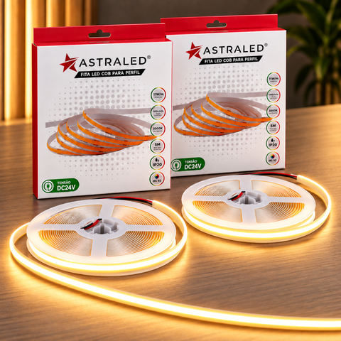 Kit 2 Fitas LED Cob p/Perfil IRC92 24V 11W 5m 3000k 8mm
