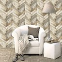 Ver imagem 1 de Papel de Parede Madeira Chevron Bege+ Cola Inclusa Vinilico Lavável