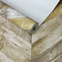 Ver imagem 3 de Papel de Parede Madeira Chevron Bege+ Cola Inclusa Vinilico Lavável