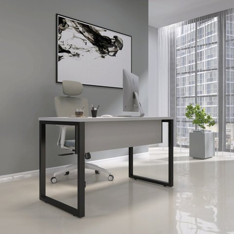 Escrivaninha Mesa Escritório X 150cm Industrial Cinza e Preto