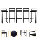 Ver imagem 1 de Kit 5 Banqueta Quadrada Preta para Balcão Ilha Cozinha Gourmet Bancada Piscina Bares Àrea de Lazer
