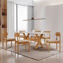 Ver imagem 1 de Sala de Jantar Mesa Star 180cm Tampo Laqueado Canto Moeda e 6 Cadeiras Star Moderna Mobília
