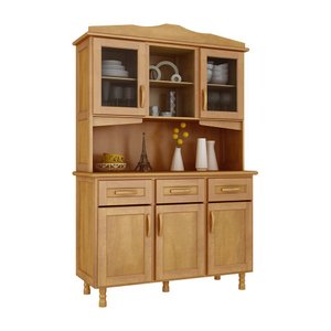 Armário Cristaleira Cozinha Brasil Mel 3 Gavetas 5 Portas Madeira Maciça Pinus - Cavazotto 1130ML