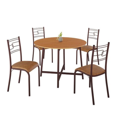 Conjunto Sala de Jantar Ella 90cm 4 Cad Marrom C- Jambo