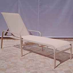 Espreguiçadeira Maresias - Alumínio Capuccino e Tela Sling Bege MÓVEIS E LAZER - 1
