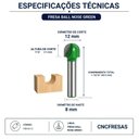 Ver imagem 2 de Fresa Ball Nose Green Haste 8mm