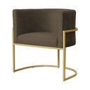 Ver imagem 2 de Poltrona Luana Base Metálica Dourada Linho Marrom - Vallisa Decor