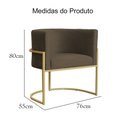Ver imagem 5 de Poltrona Luana Base Metálica Dourada Linho Marrom - Vallisa Decor