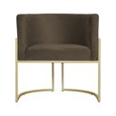 Ver imagem 3 de Poltrona Luana Base Metálica Dourada Linho Marrom - Vallisa Decor