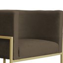 Ver imagem 4 de Poltrona Luana Base Metálica Dourada Linho Marrom - Vallisa Decor