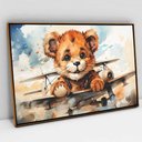 Ver imagem 1 de Quadro Decorativo Ursinho em Tela Canvas Tacolado Moldura Flutuante 4,5cm Freijó 80 X 120cm