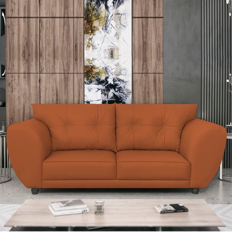 Sofá 2 Lugares Tulipa Suede Terracota - ADJ Decor