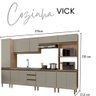Cozinha Completa Modulada Vick 6 Peças 14Portas e 2 Gavetas Havana Taupe - 6