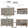 Cozinha Completa Modulada Vick 6 Peças 14Portas e 2 Gavetas Havana Taupe - 4