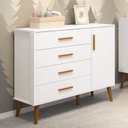 Ver imagem 3 de Cômoda Sapateira Infantil 4 Gavetas 1 Porta Isis C/ Pés Retrô P/ Quarto de Bebê Branco Móveis Reller
