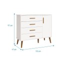 Ver imagem 4 de Cômoda Sapateira Infantil 4 Gavetas 1 Porta Isis C/ Pés Retrô P/ Quarto de Bebê Branco Móveis Reller