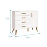 Cômoda Sapateira Infantil 4 Gavetas 1 Porta Isis C/ Pés Retrô P/ Quarto de Bebê Branco Móveis Reller - 3