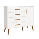 Ver imagem 2 de Cômoda Sapateira Infantil 4 Gavetas 1 Porta Isis C/ Pés Retrô P/ Quarto de Bebê Branco Móveis Reller