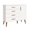 Cômoda Sapateira Infantil 4 Gavetas 1 Porta Isis C/ Pés Retrô P/ Quarto de Bebê Branco Móveis Reller - 2