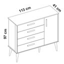 Ver imagem 5 de Cômoda Sapateira Infantil 4 Gavetas 1 Porta Isis C/ Pés Retrô P/ Quarto de Bebê Branco Móveis Reller