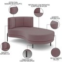 Ver imagem 3 de Chaise Longue Divã 164cm Braço Direito Logus D06 Veludo Rosê - Mpozenato