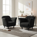 Ver imagem 1 de Kit 2 Poltronas Decorativa Dália Suede Preto Pés Madeira Mz Decor