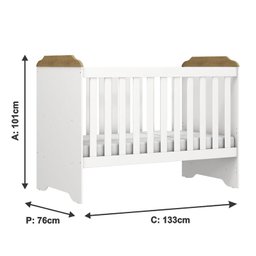 Berço Americano Mini Cama e Guarda Roupa Mel Flat Branco Acetinado Amadeirado com Colchão Gazin - Ca - 5