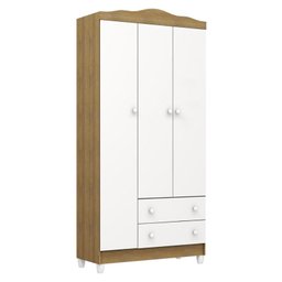 Berço Americano Mini Cama e Guarda Roupa Mel Flat Branco Acetinado Amadeirado com Colchão Gazin - Ca - 7