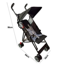 Carrinho de Bebê Passeio Estilo Guarda Chuva Compacto Turim Preto - Baby Style - 2