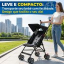 Ver imagem 5 de Carrinho de Bebê Passeio Estilo Guarda Chuva Compacto Turim até 15kg Preto - Baby Style