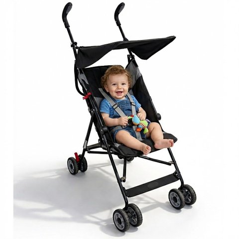 Carrinho de Bebê Passeio Estilo Guarda Chuva Compacto Turim até 15kg Preto - Baby Style