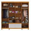 Ver imagem 3 de Roupeiro Casal 8 Portas 4 Gavetas com Led e Espelho Floripa – Ipê/Off White - Mirarack