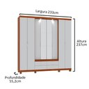 Ver imagem 7 de Roupeiro Casal 8 Portas 4 Gavetas com Led e Espelho Floripa – Ipê/Off White - Mirarack