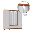 Ver imagem 2 de Roupeiro Casal 8 Portas 4 Gavetas com Led e Espelho Floripa – Ipê/Off White - Mirarack