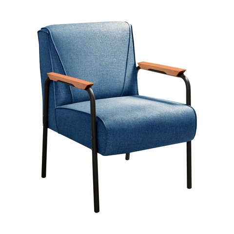 Poltrona Decorativa Jade para Sala de Estar, Recepção - Linho Azul