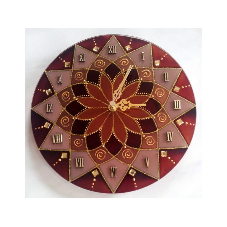 Relógio mandala Terra em vidro de 25cm