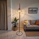 Ver imagem 2 de Luminária de Chão Brooklyn Metal Cúpula Diamante Base Circular Moderna Sala Quarto Luxo:cobre
