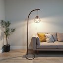 Ver imagem 3 de Luminária de Chão Brooklyn Metal Cúpula Diamante Base Circular Moderna Sala Quarto Luxo:cobre