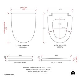 Assento Plástico com Soft Close para Vaso Sanitário Painita Pingoo.casa - Branco - 7
