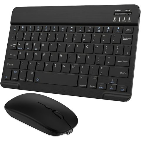 Kit Teclado e Mouse Wireless Slim A6732 Preto Recarregável para Escritório e Trabalho
