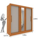 Ver imagem 4 de Guarda-Roupa Casal com Espelho 3 Portas de Correr e 4 Gavetas 190cm Multimóveis CR35498 Cinamomo/