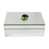 CAIXA DECORATIVA ESPELHADA COM PEDRA VERDE JADE 20X14X9CM - 1