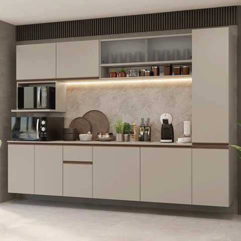 Armário de Cozinha Completa 280 Cm Suspensa Nice Madesa 04